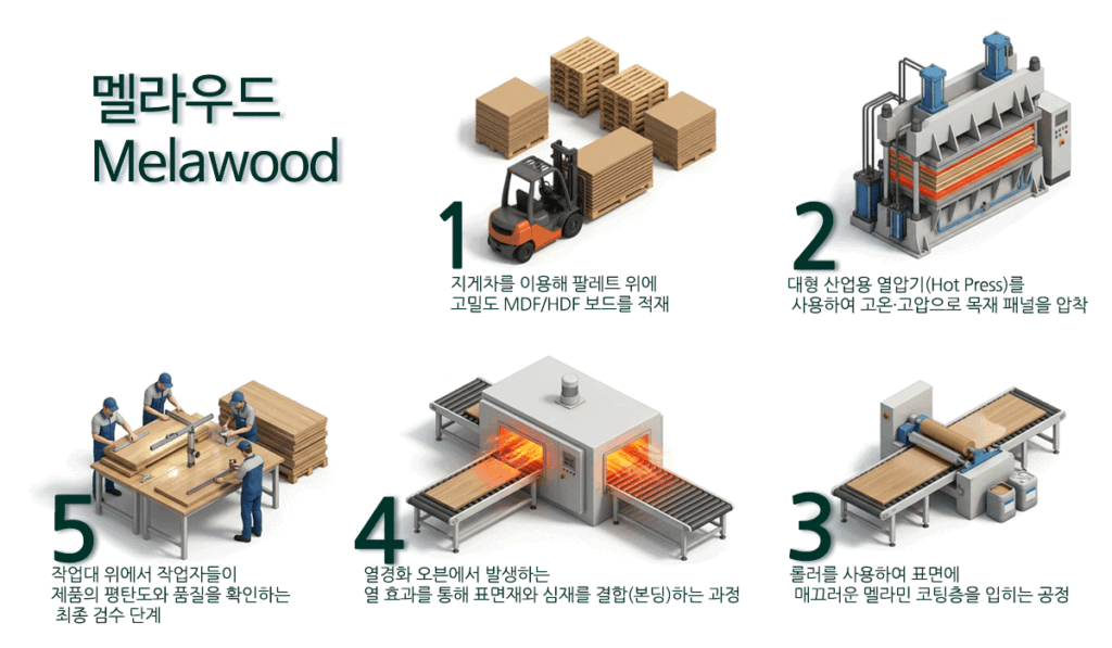 멜라우드 작업대 상판 제조 공정